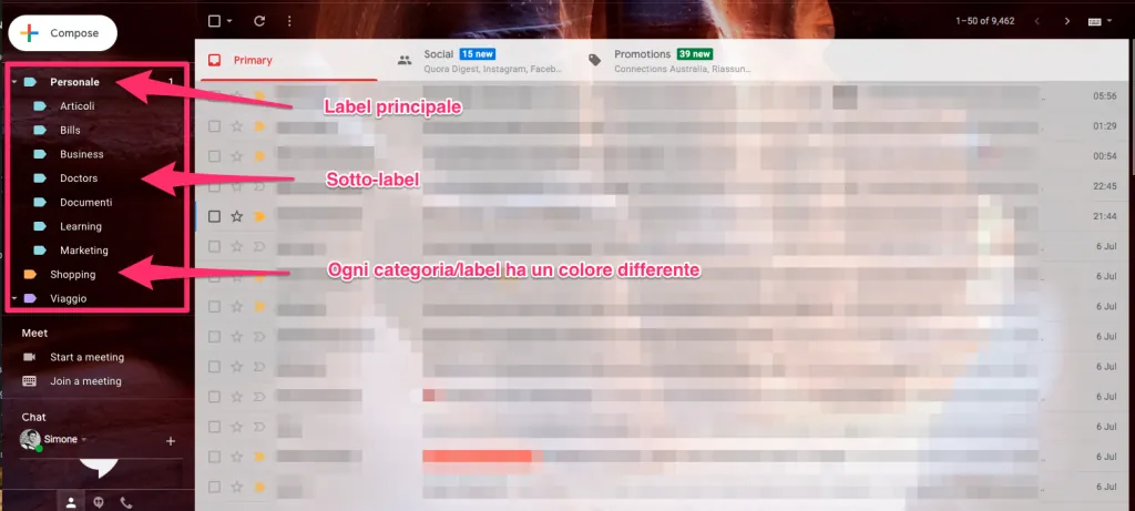 Come gestire email - Label Gmail