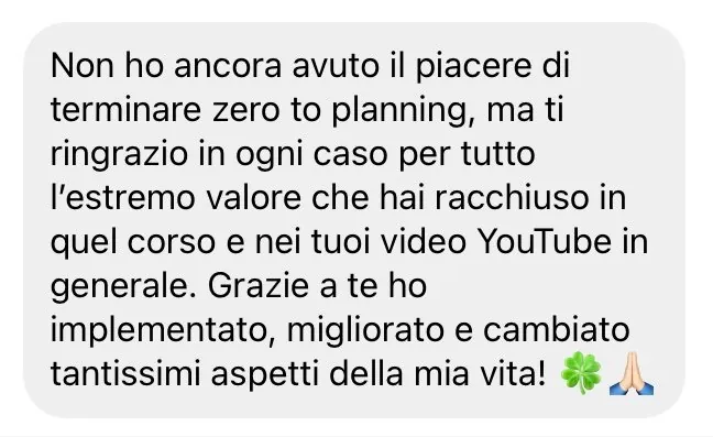 Messaggio privato su Zero to Planning