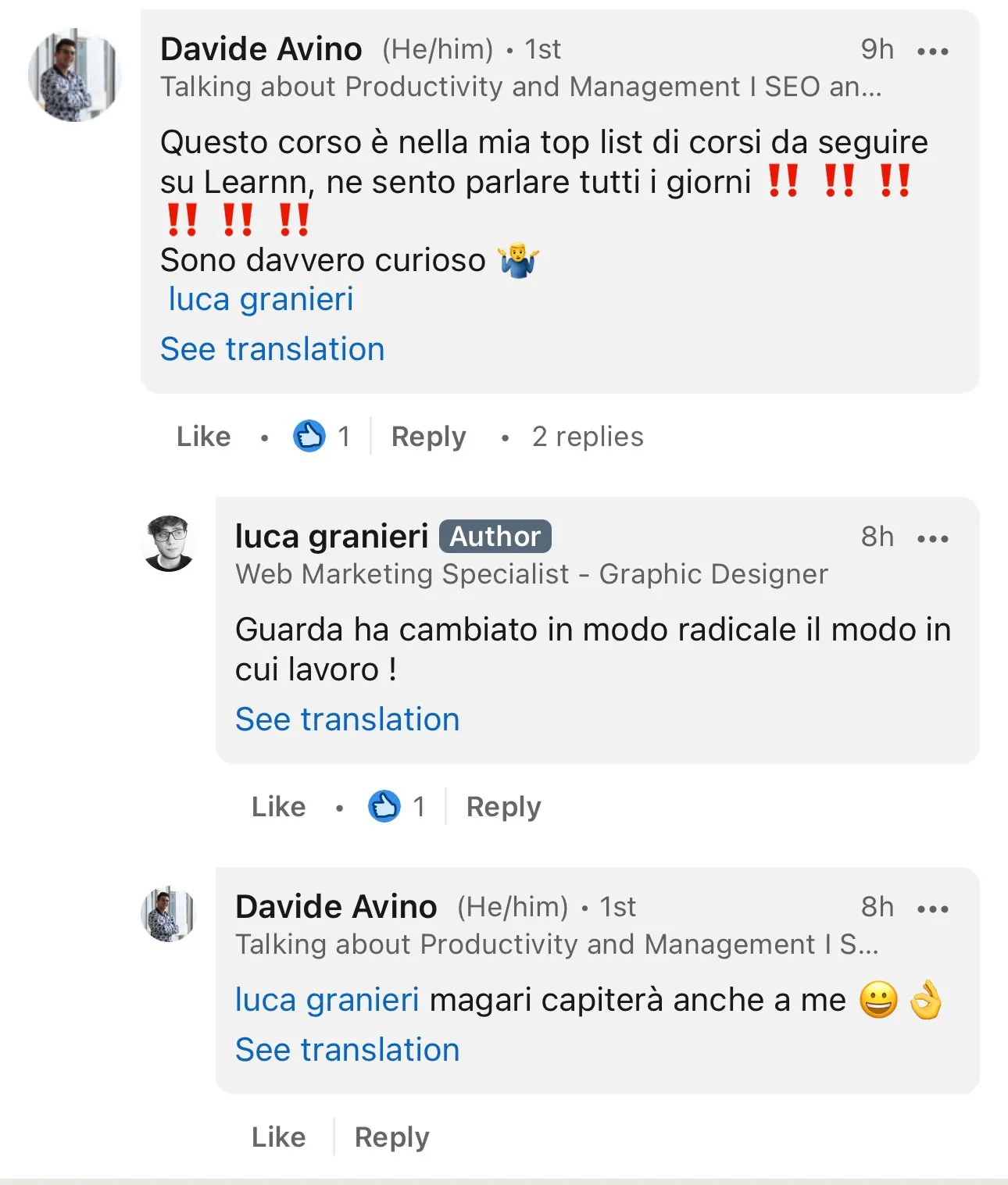 Commenti su LinkedIn