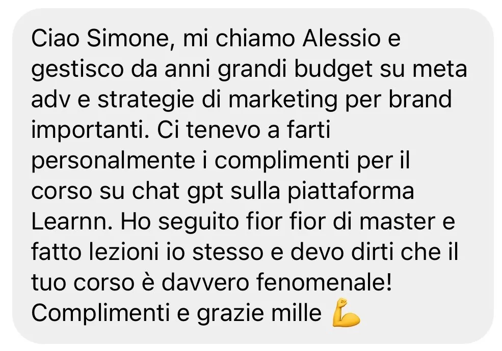 Messaggio privato su un corso AI