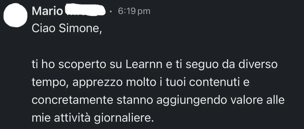 Messaggio privato da un iscritto